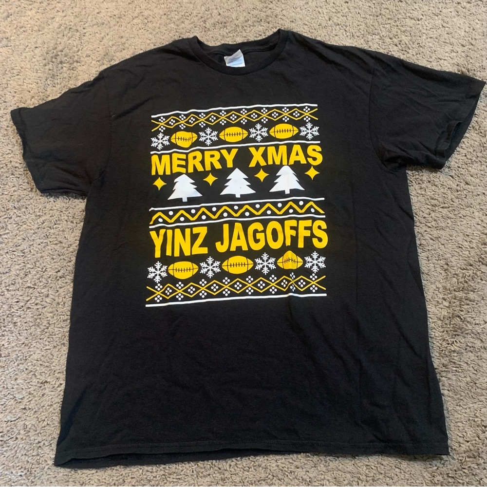 Pittsburgh Christmas Yinz Jagoffs Football Shirt Large
